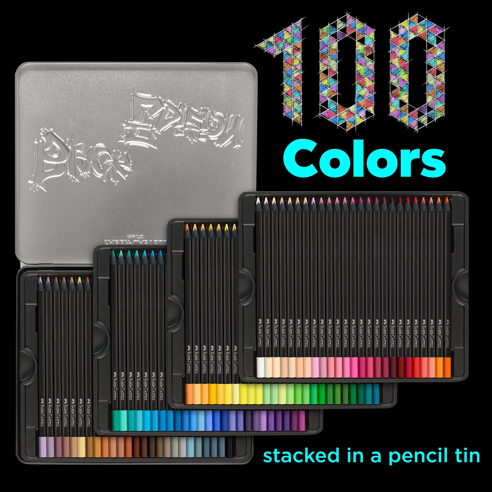 Faber-Castell Black Edition 100 Colored Pencils in a Gift Tin
