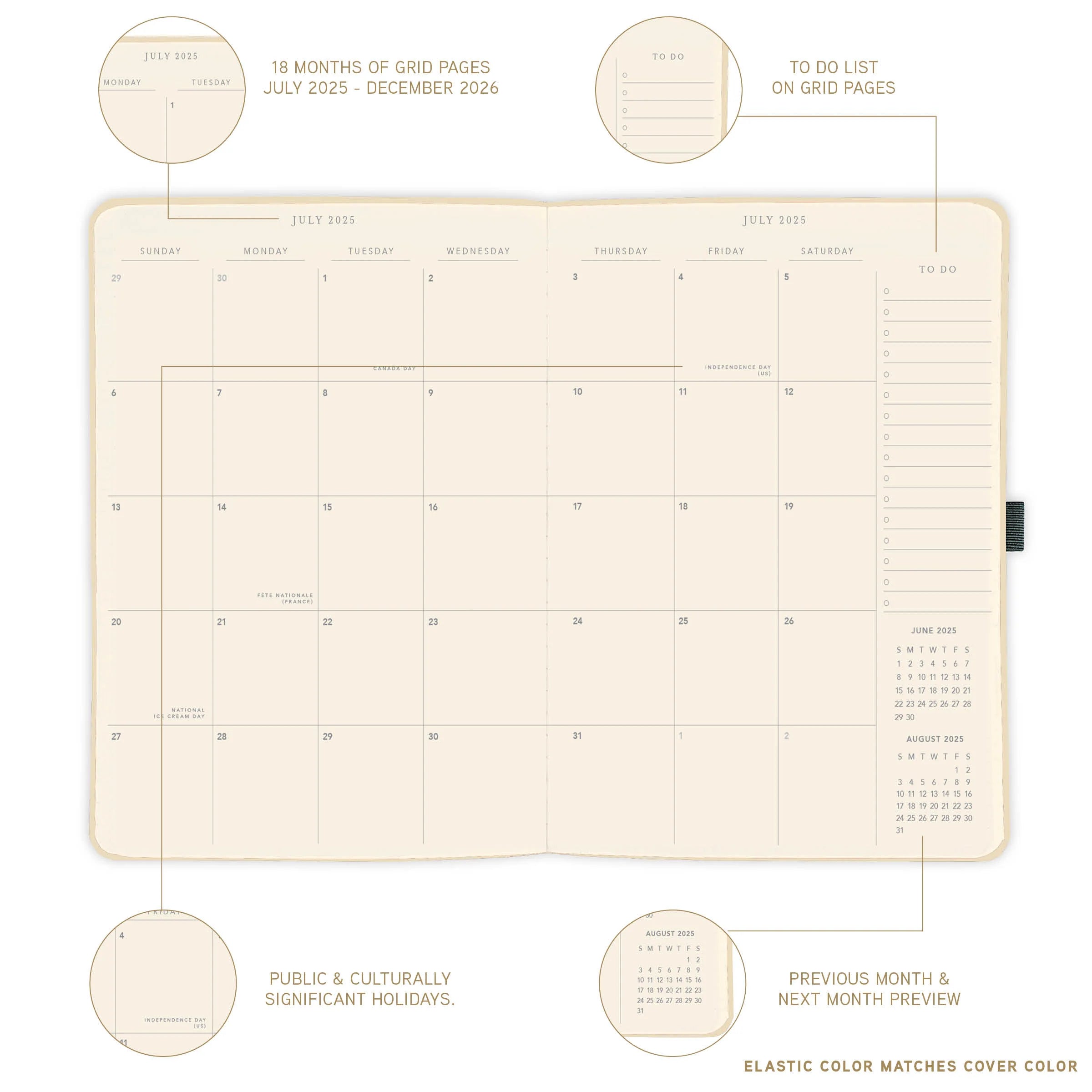 Apollo Collection Black 2026 18-Month 8x10 Vegan Leather Planner