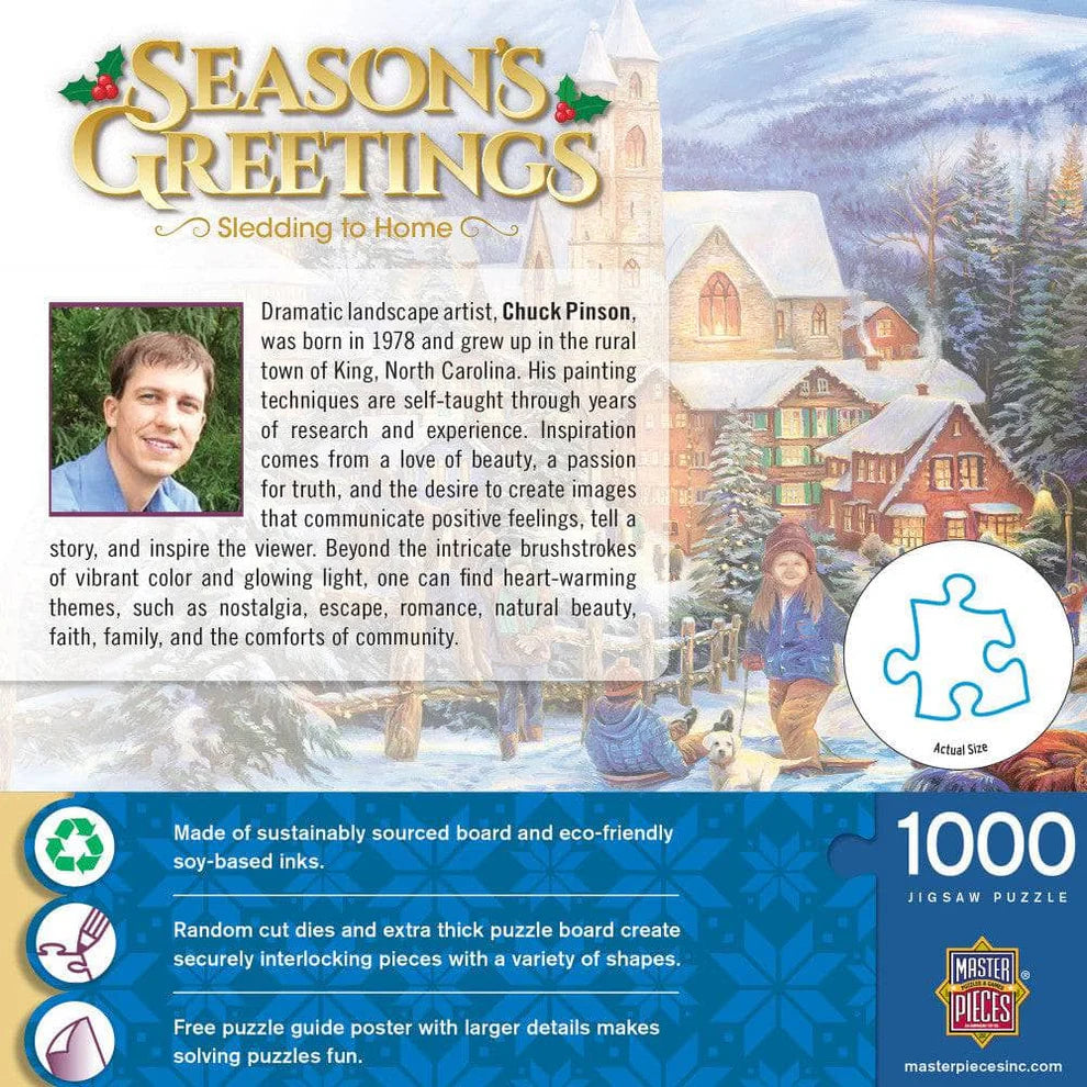 Sledding To Home Season's Greetings 1000 Piece Puzzle