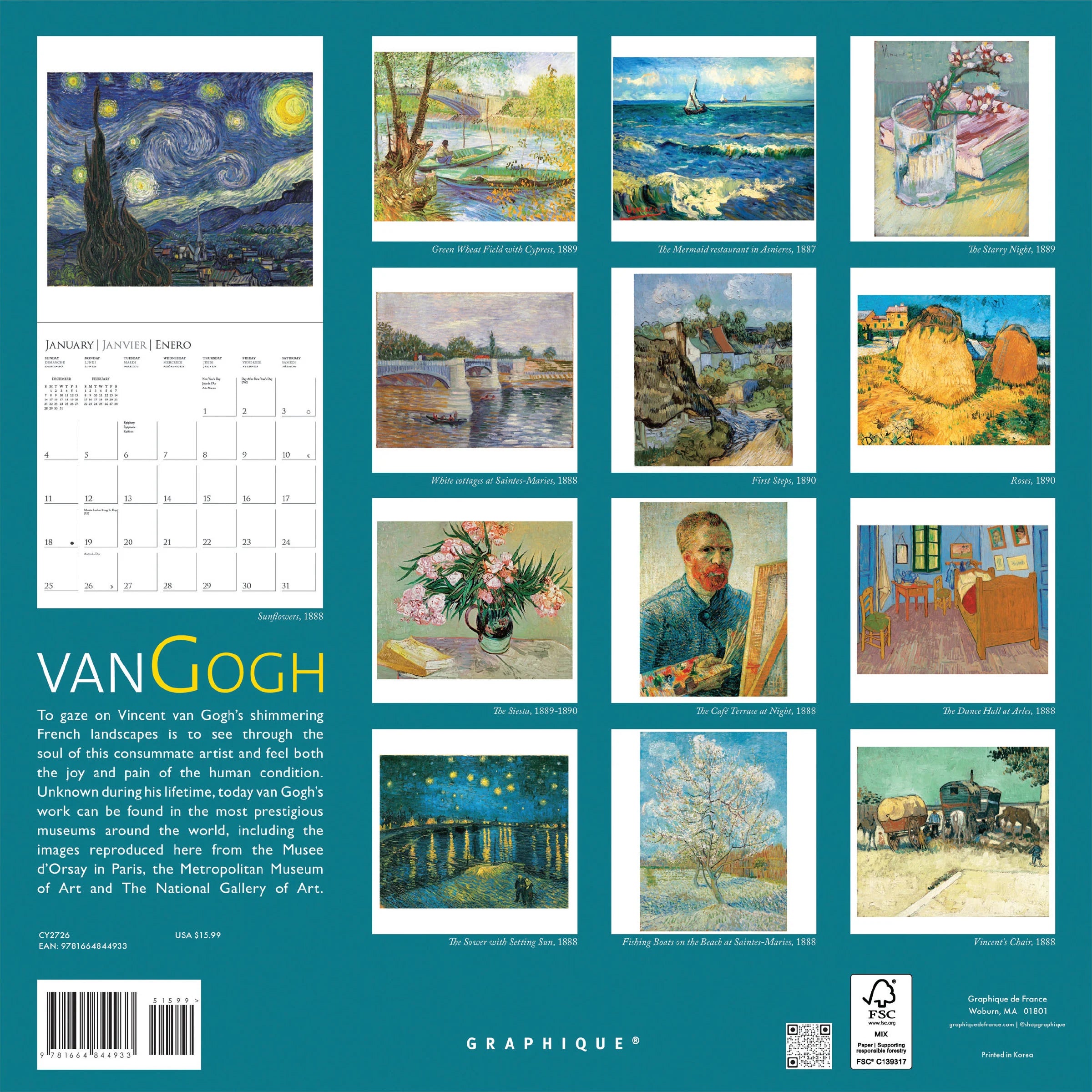 Van Gogh 2026 Wall Calendar