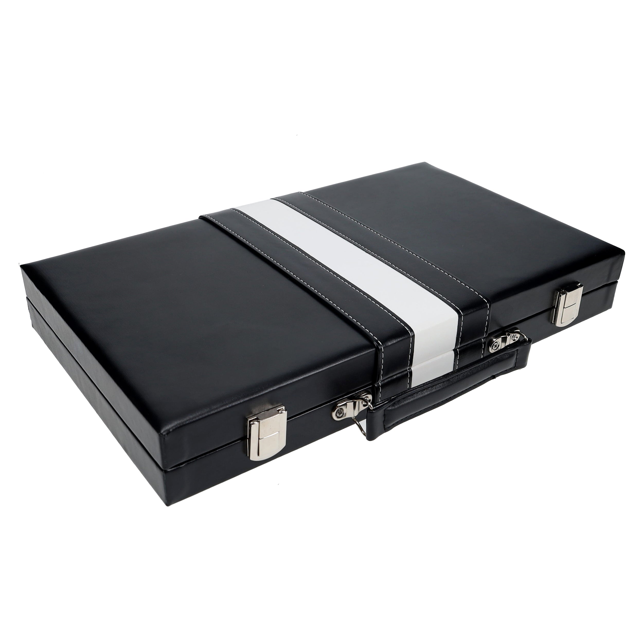 Black Stripe 15" Leatherette Backgammon Set