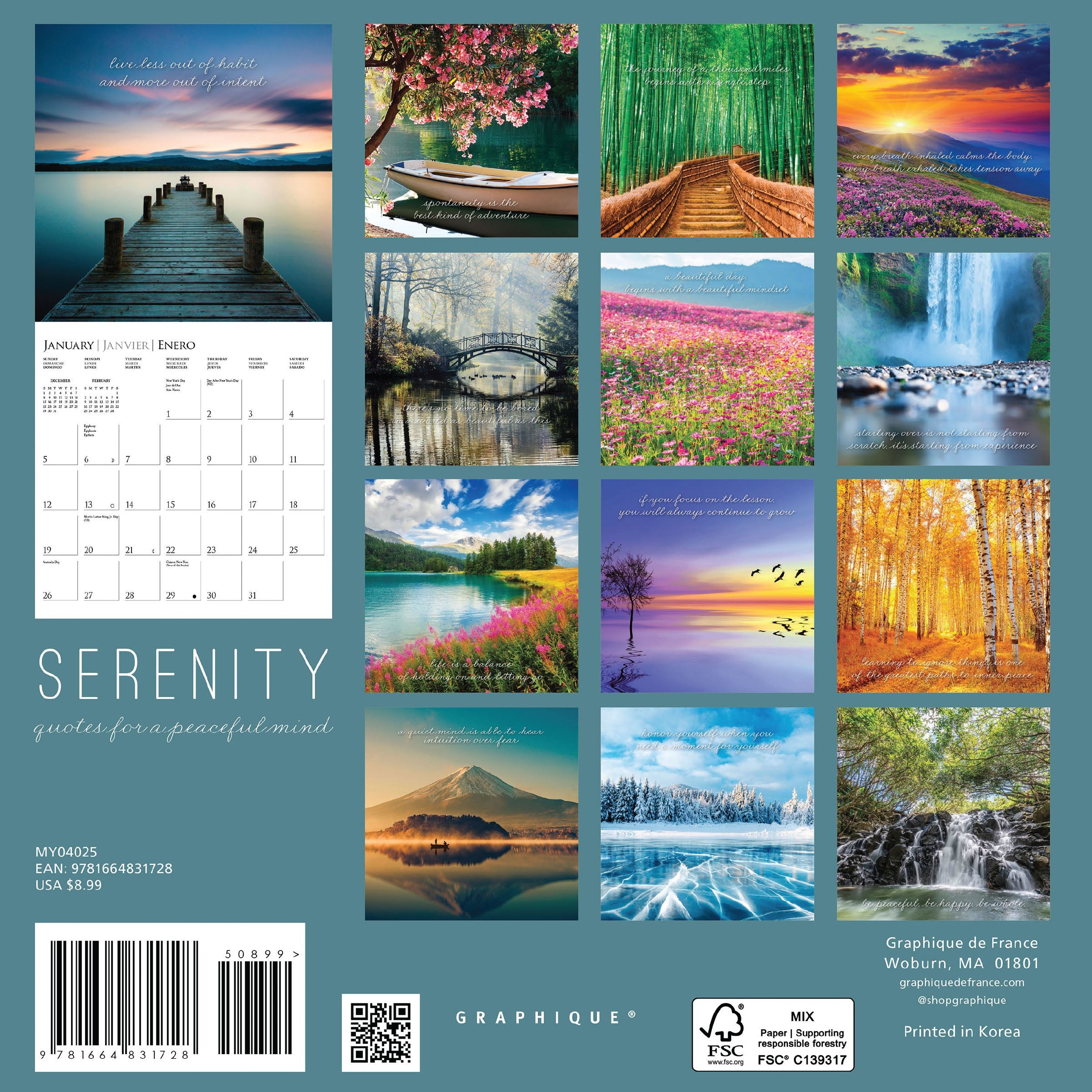 Serenity 2025 Mini Wall Calendar    