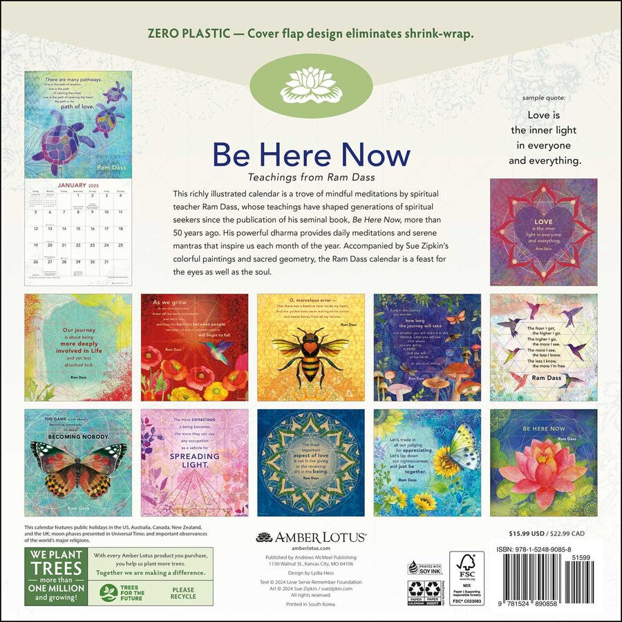 Be Here Now Teachings From Ram Dass 2025 Wall Calendar    