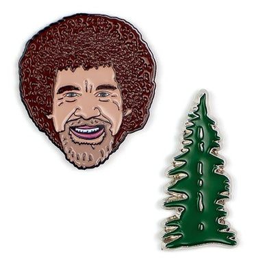 UPG Bob Ross & Tree Enamel Pin Set