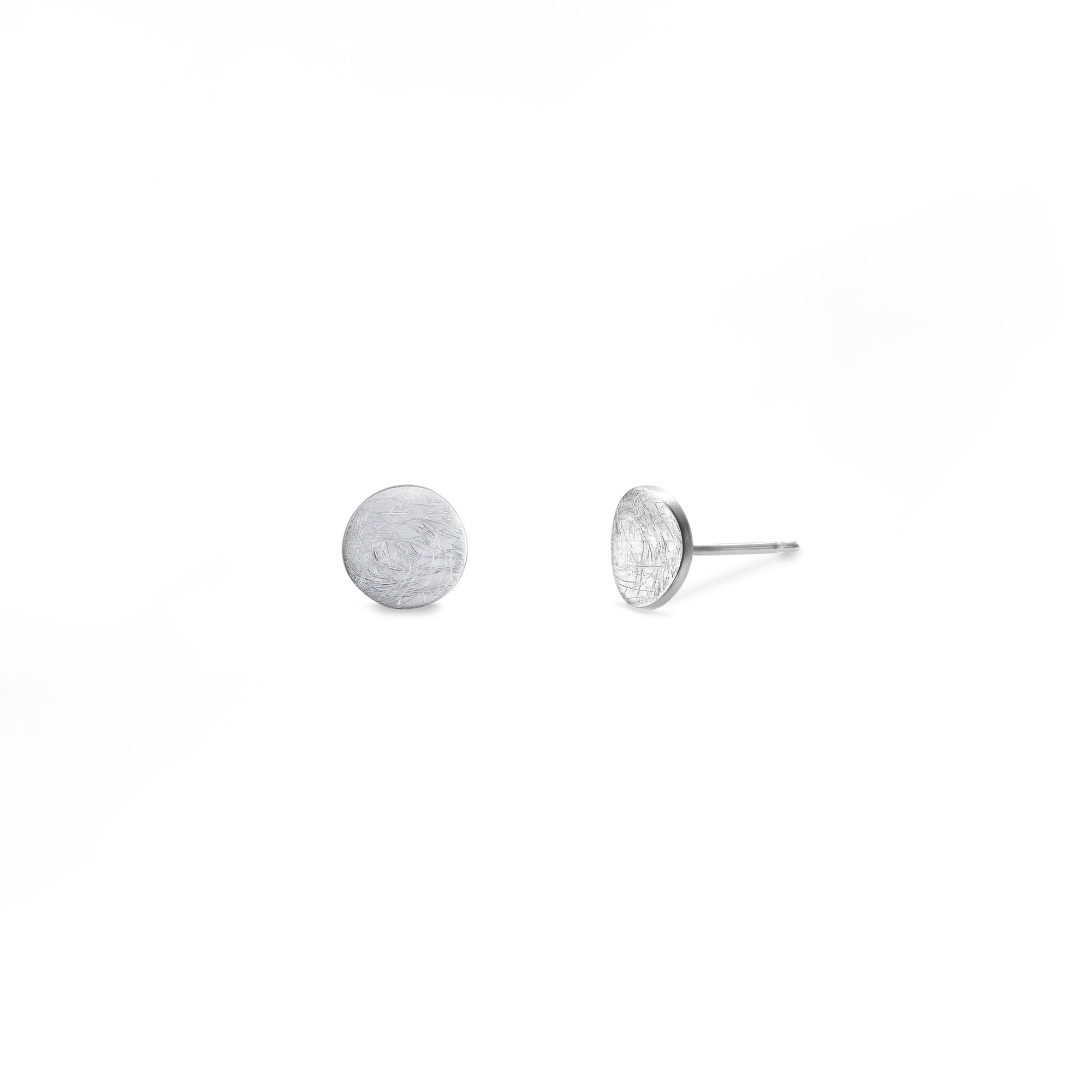 Boma Sterling Silver Post Earrings - Round Curved with Iced Finish    