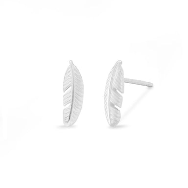 Boma Sterling Silver Post Earrings - Matte Feather    