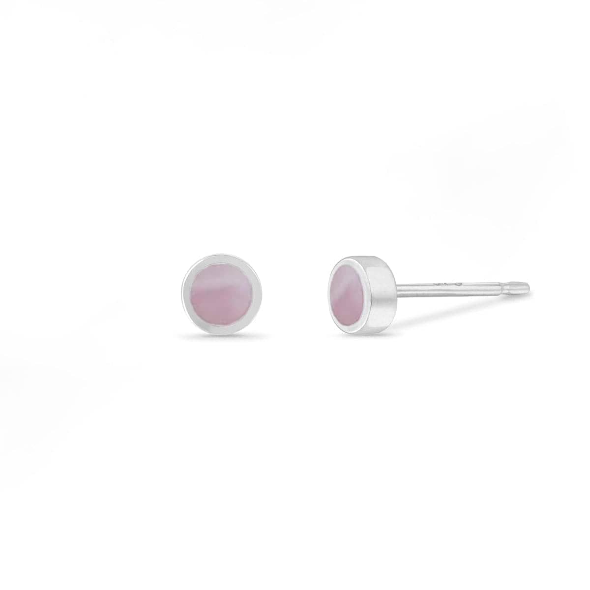Boma Sterling Silver Post Earrings - Round Pink Shell    