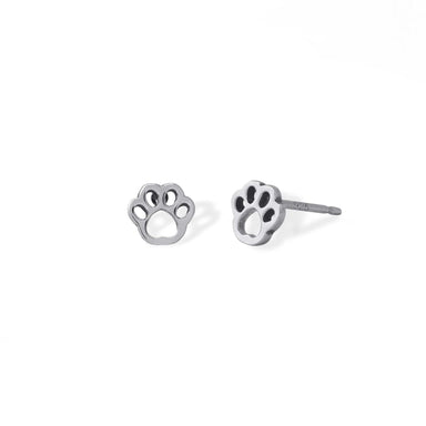 Boma Sterling Silver Post Earrings - Pawprint Open Outline    