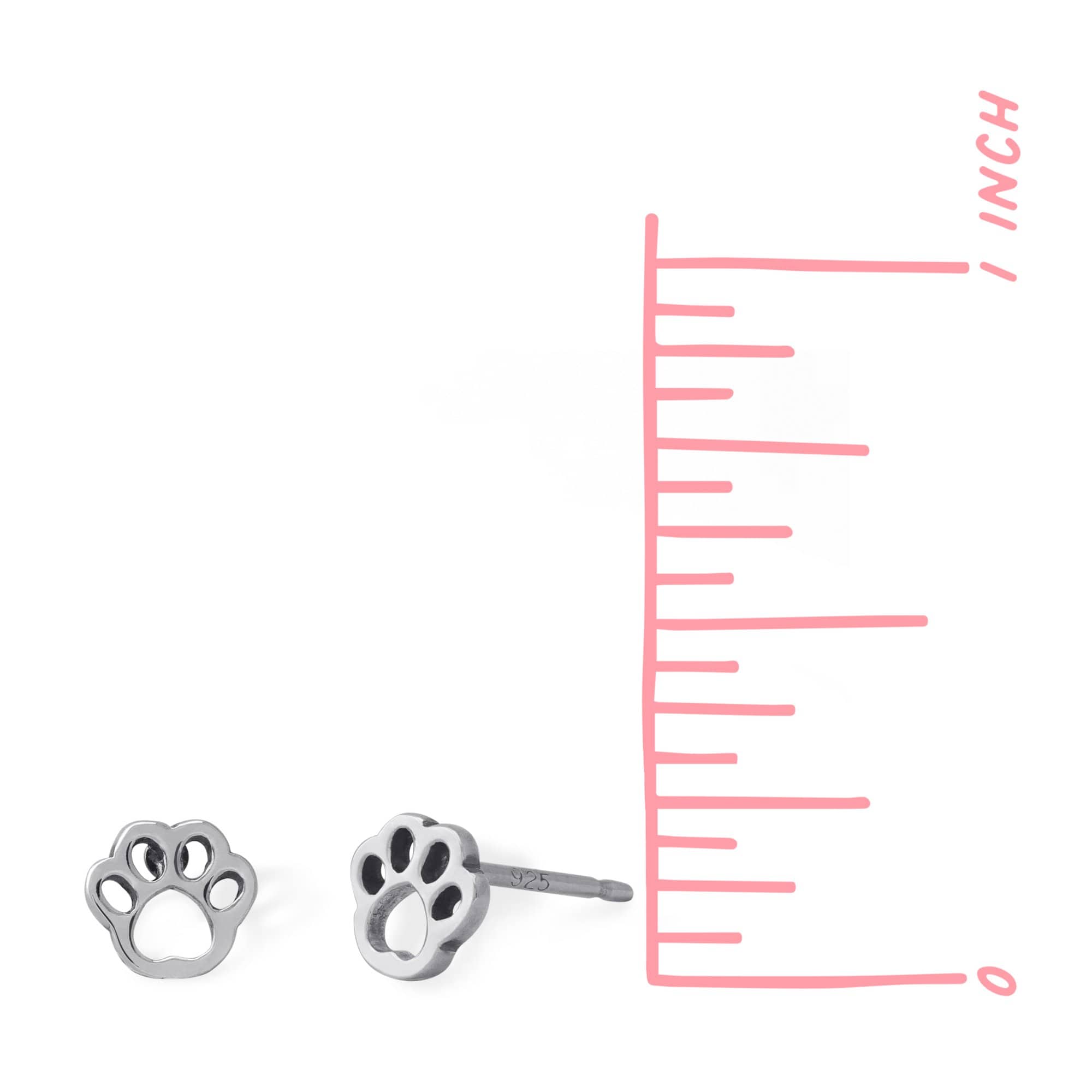 Boma Sterling Silver Post Earrings - Pawprint Open Outline    