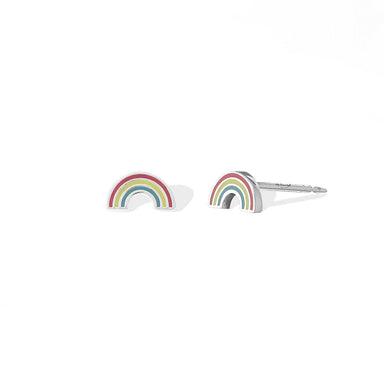 Boma Sterling Silver Post Earrings - Rainbow Multi Color Resin Fill    