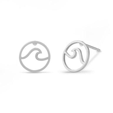 Boma Sterling Silver Post Earrings - Wave in Open Circle    
