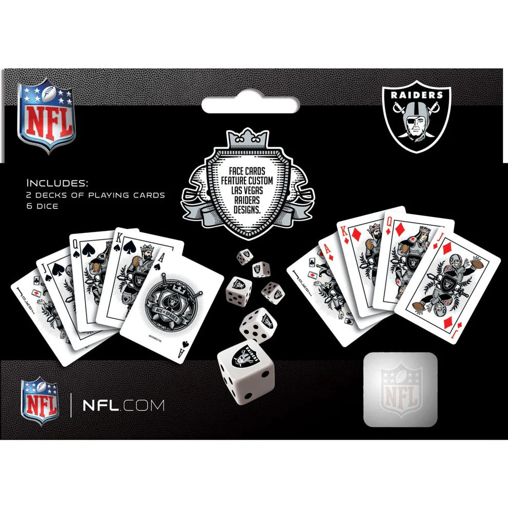 Las Vegas Raiders NFL 2-Decks of Playing Cards and Dice Set