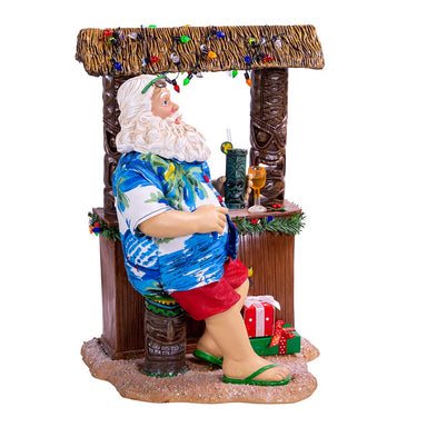 Beach Santa At The Tiki Bar with Light Up Lights    