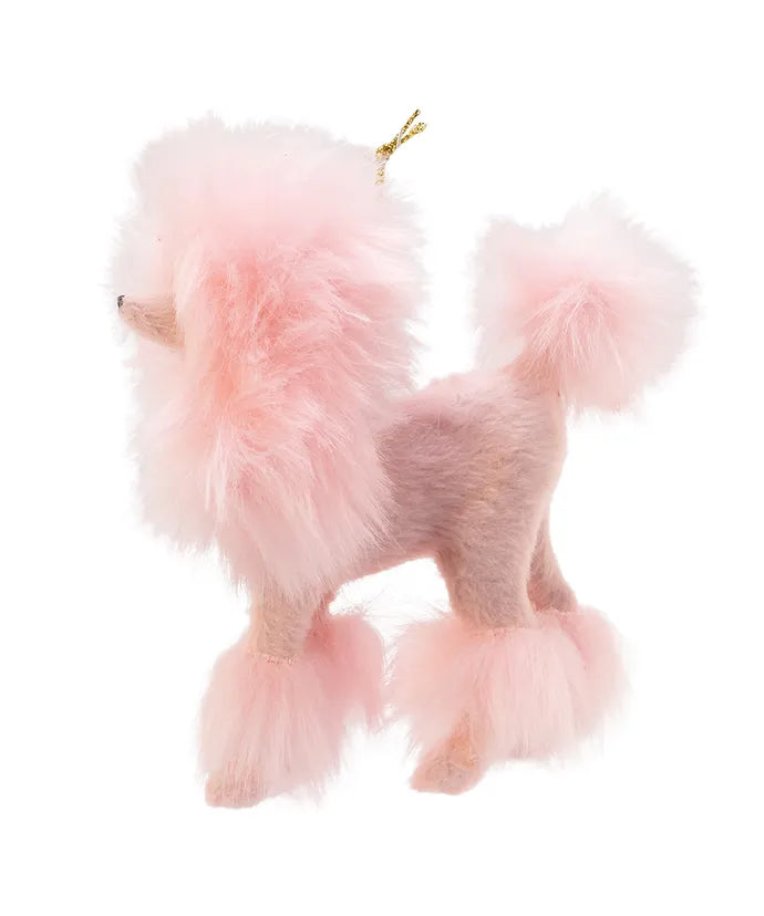 Furry Pink Poodle Ornament