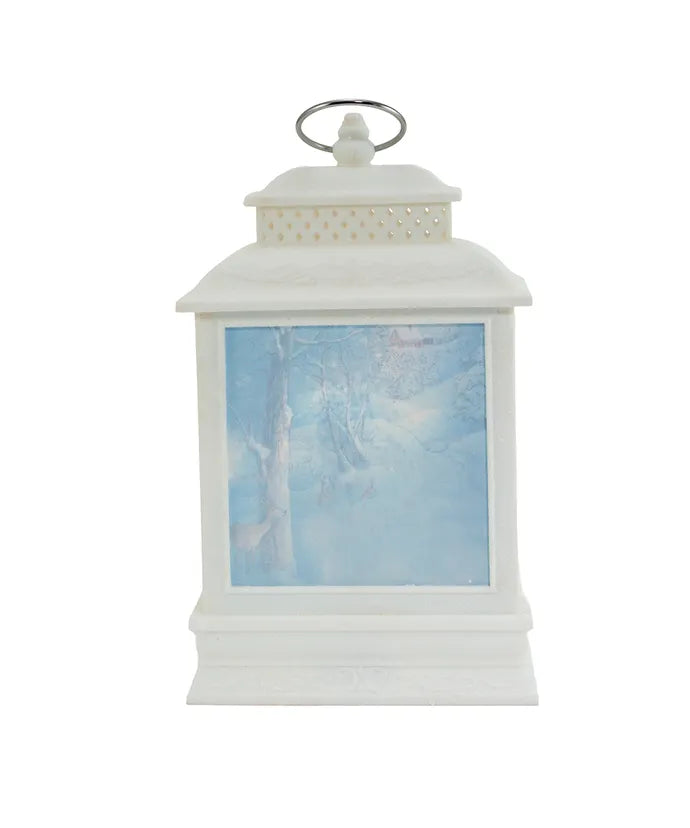 Snowman LED White Water Lantern