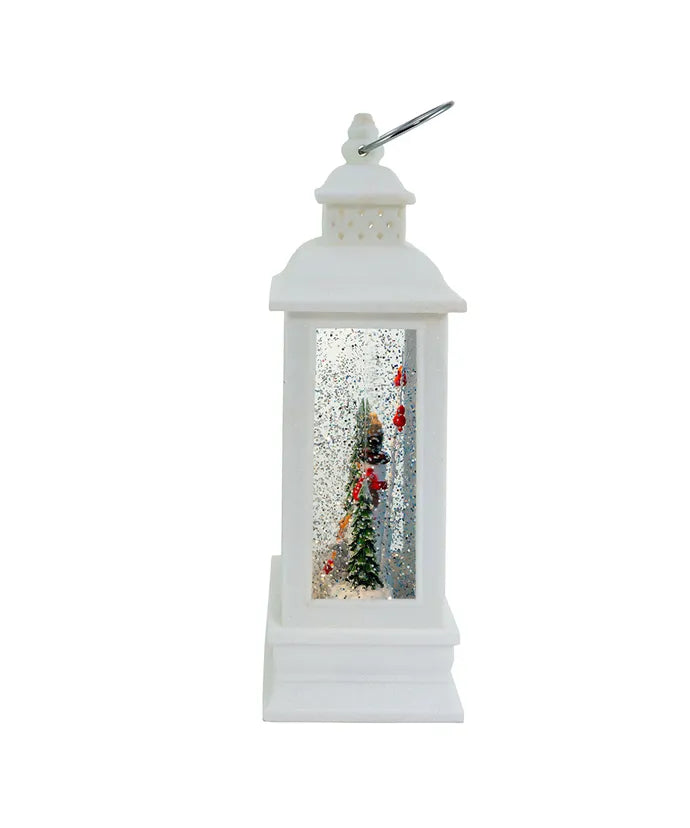 Snowman LED White Water Lantern