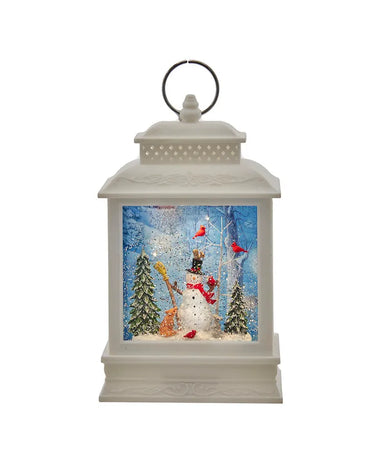 Snowman LED White Water Lantern