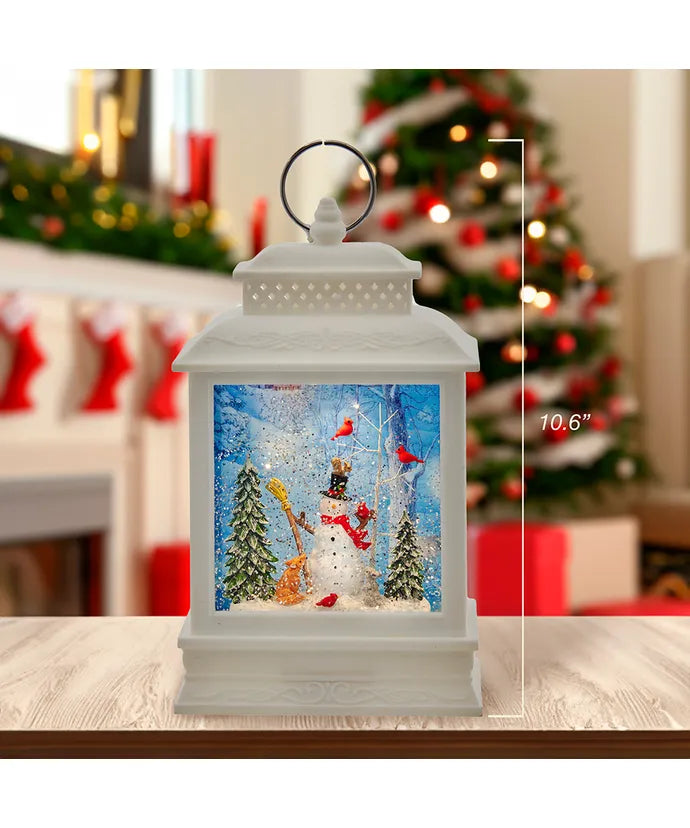 Snowman LED White Water Lantern