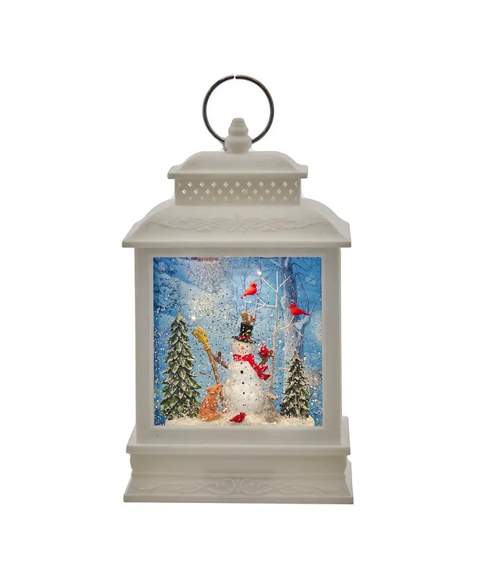 Snowman LED White Water Lantern