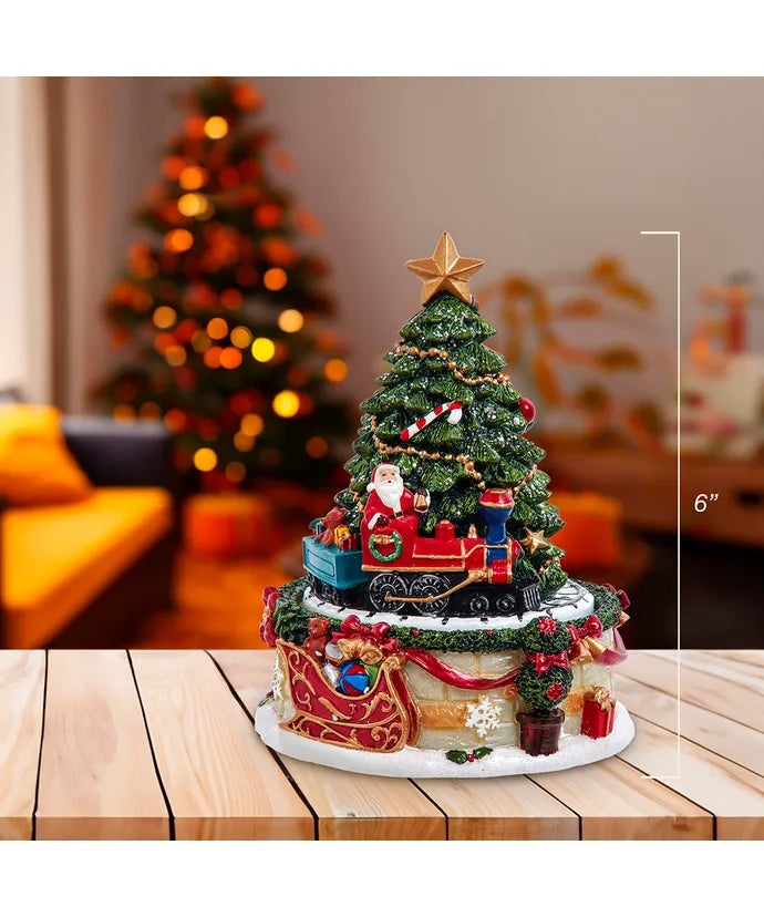 Wind-Up Musical Christmas Tree With Revolving Train