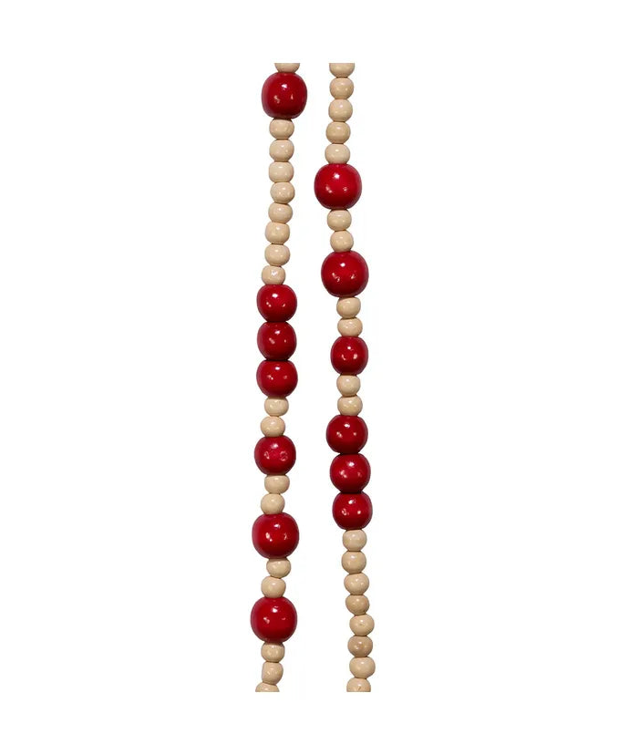 KA Natural Wood and Red Bead Garland