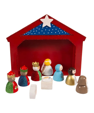 Kurt Adler Kids Wooden Nativity Set, 10 Piece