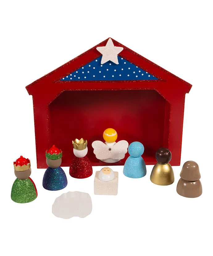 Kurt Adler Kids Wooden Nativity Set, 10 Piece