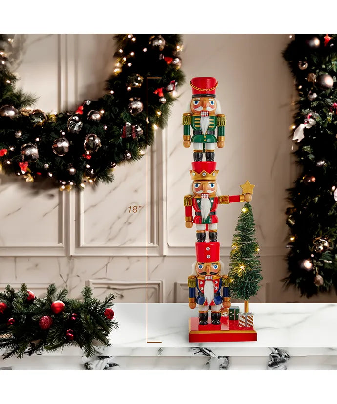 Kurt Adler 18" Triple Stack Nutcracker with LED Tree