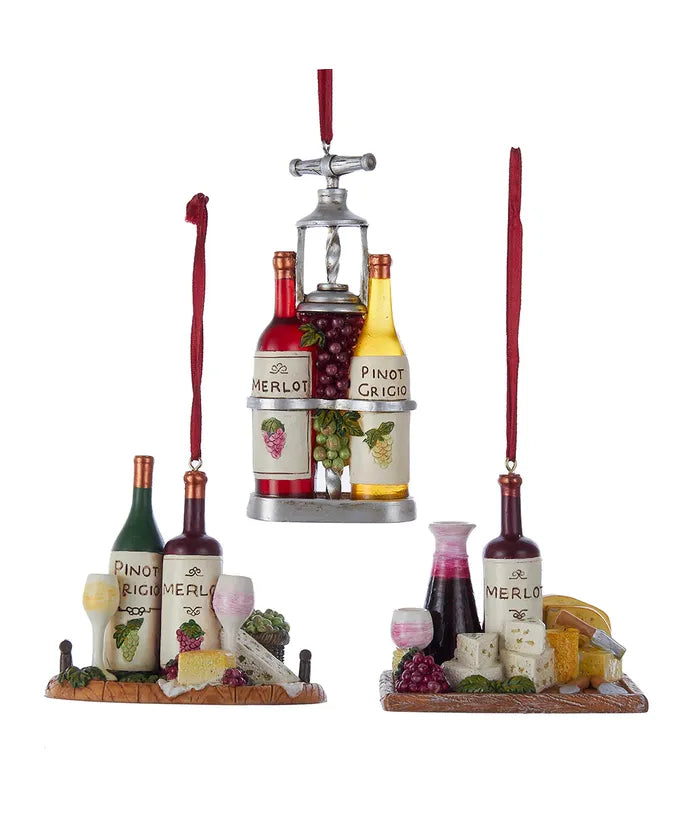 Wine and Cheese Tray Ornament - (Single) Various Options