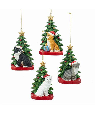 Cat with Tree Ornament - Single, Various Styles