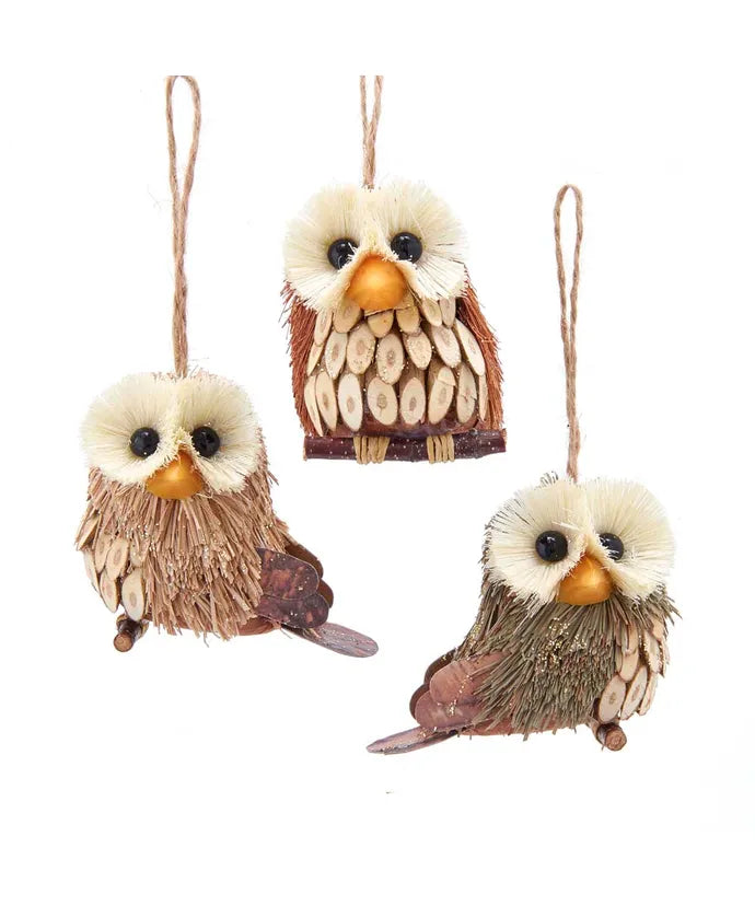 Sisal Owl Ornament - Single, Various Styles