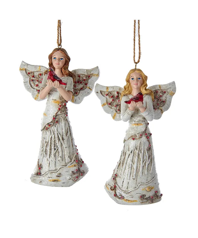 Birch Angel With Cardinal Ornament - Single, Various Options