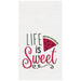 Life Is Sweet Watermelon Embroidered Waffle Weave Kitchen Towel    