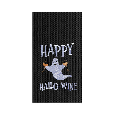 Happy Hallo-wine Embroidered Waffle Weave Kitchen Towel    