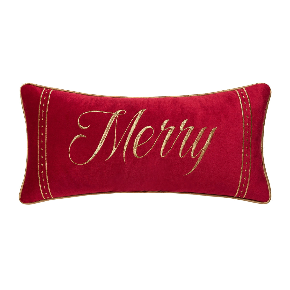 Merry 10x20 Embroidered Velvet Pillow    