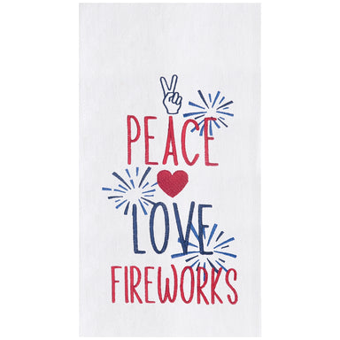 Peace Love Fireworks Embroidered Kitchen Towel    