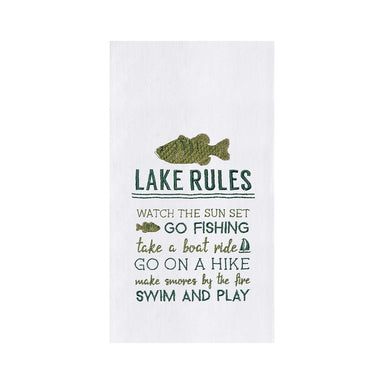 Lake Rules Embroidered Flour Sack Kitchen Towel    