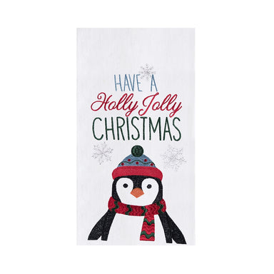 Have A Holly Jolly Christmas Penguin Flour Sack Kitchen Towel    