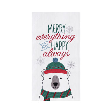Merry Everything and Happy Always Polar Bear Flour Sack Kitchen Towel    