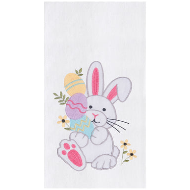 Bunny With Easter Eggs Embroidered Flour Sack Kitchen Towel    