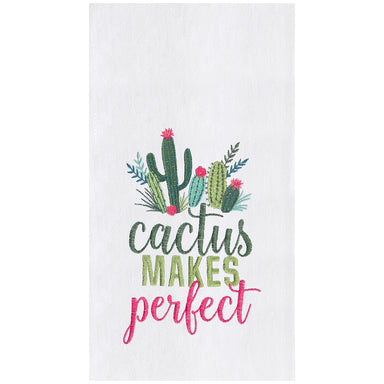 Cactus Makes Perfect Embroidered Flour Sack Kitchen Towel    