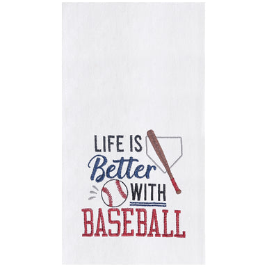 Life Is Better With Baseball Embroidered Flour Sack Kitchen Towel    