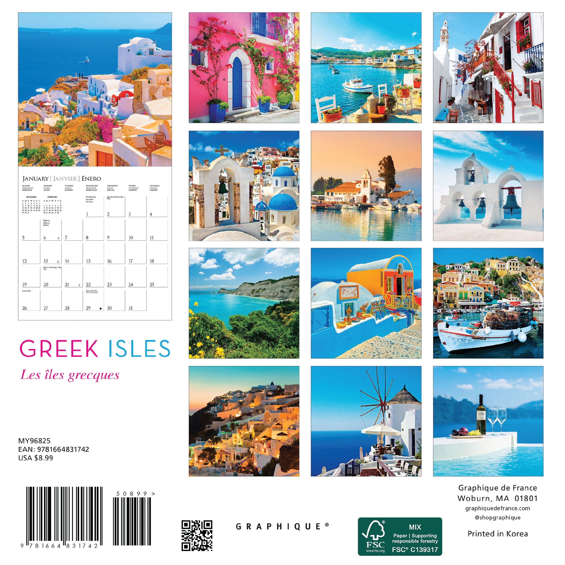 Greek Isles 2025 Mini Wall Calendar    