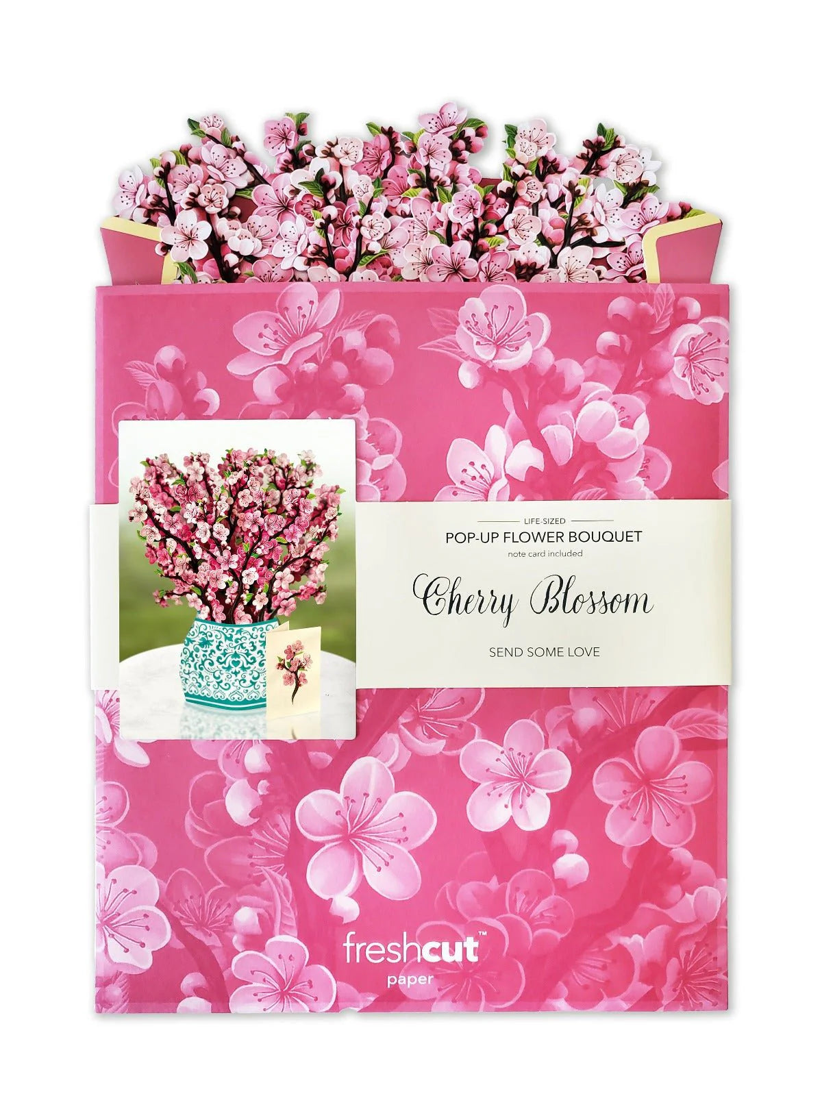 Cherry Blossom Pop Up Flower Bouquet Greeting Card    