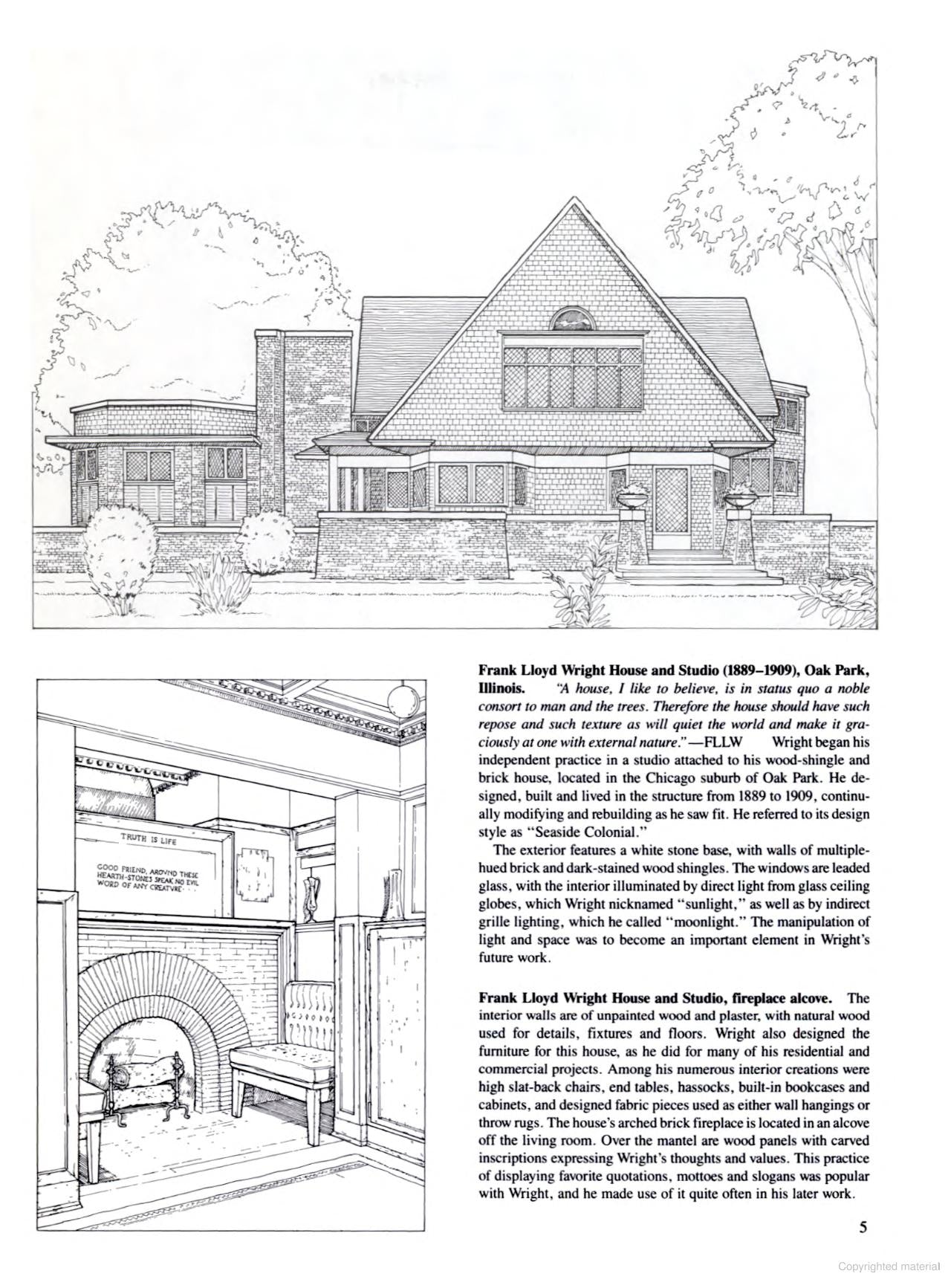 Famous Buildings of Frank Lloyd Wright Coloring Book