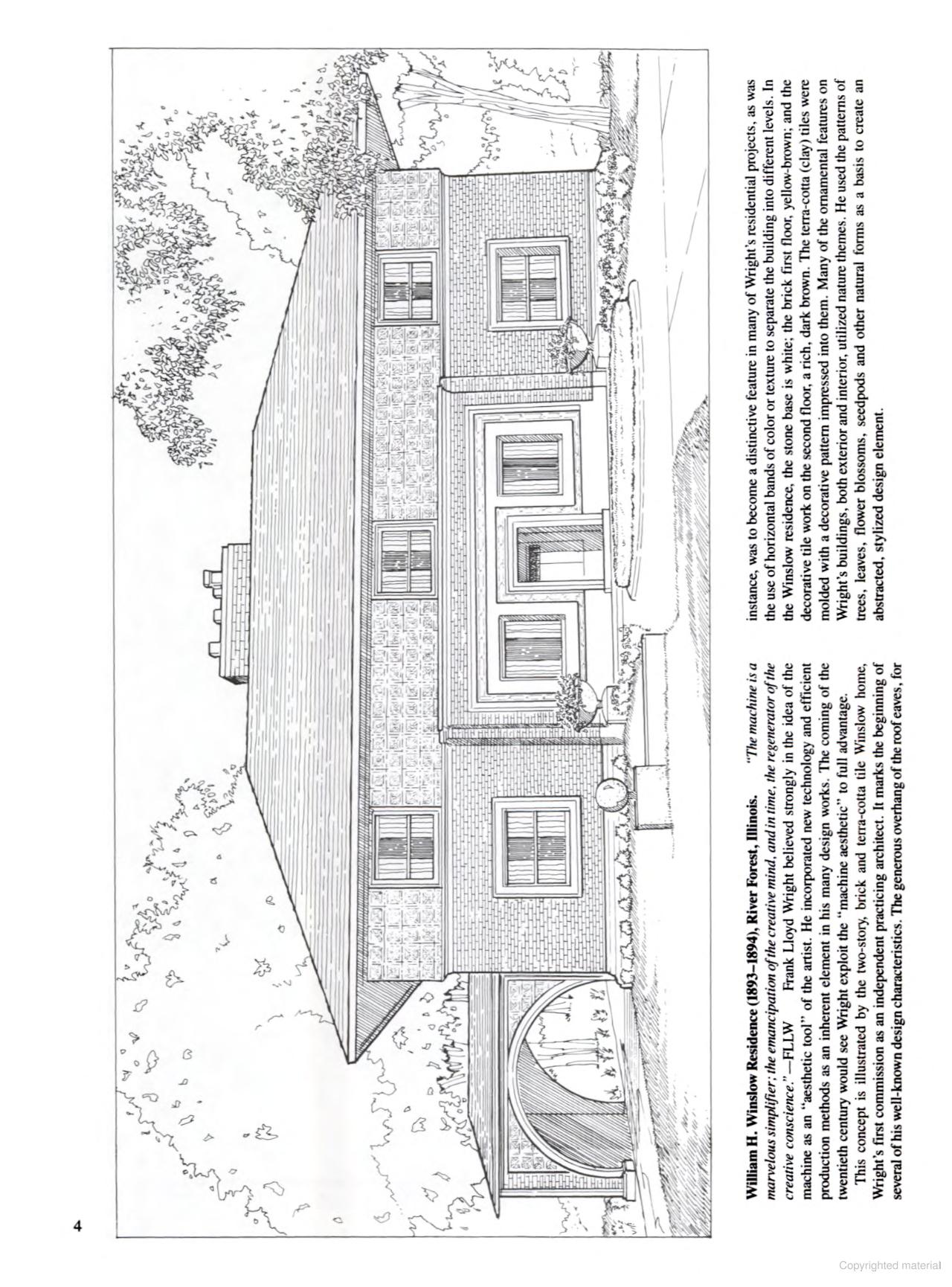 Famous Buildings of Frank Lloyd Wright Coloring Book