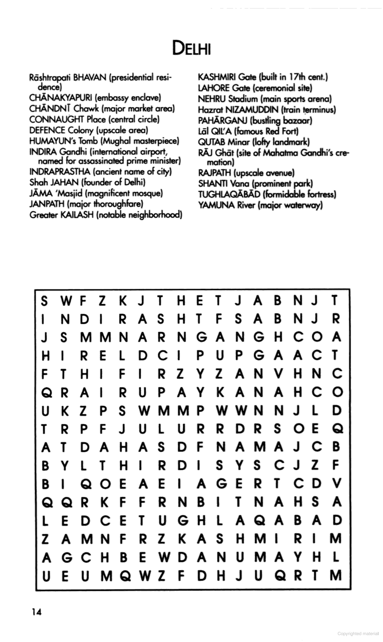 Famous Cities Search-a-Word Puzzles Activity Book
