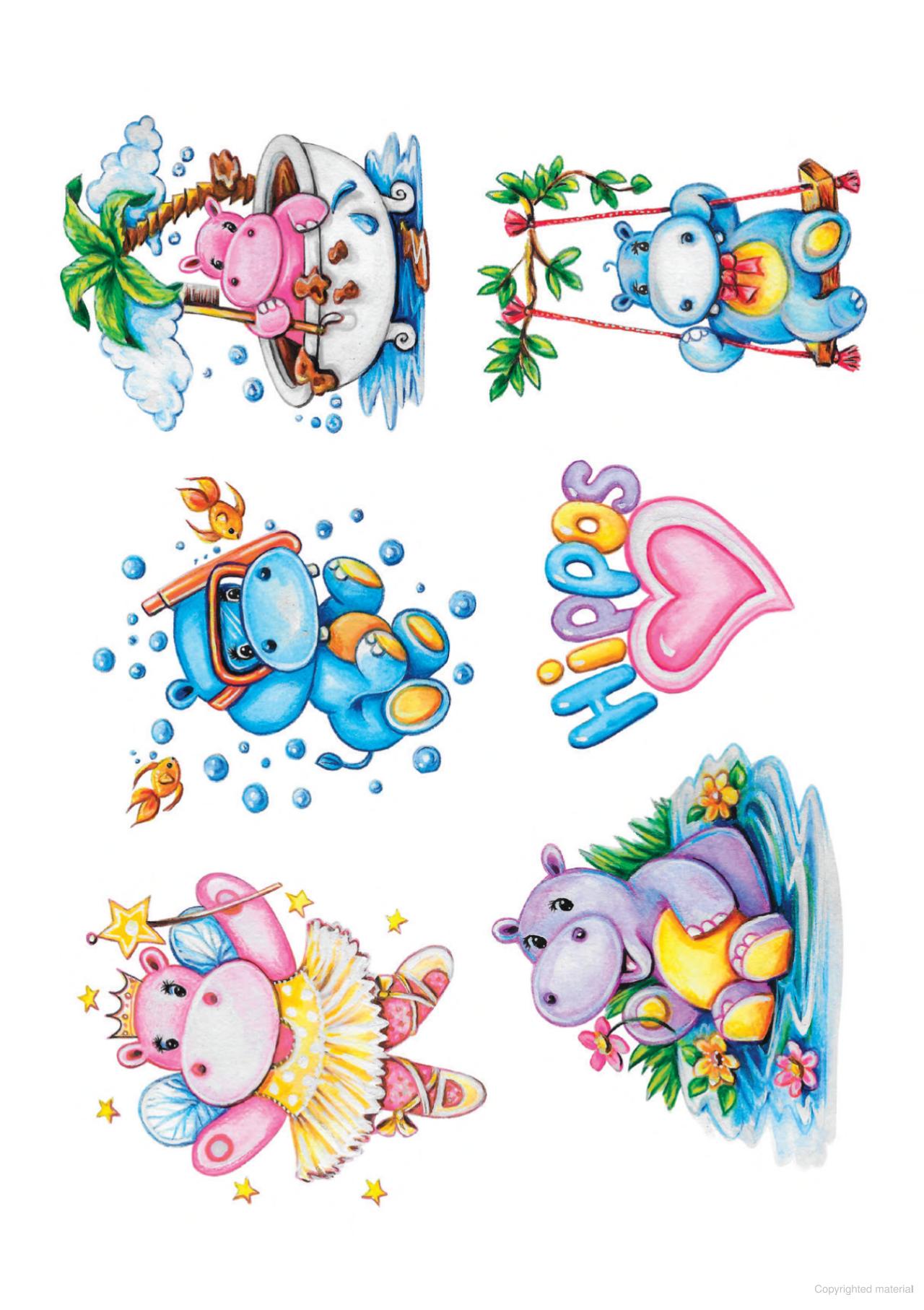 DVR Glitter Hooray for Hippos Stickers