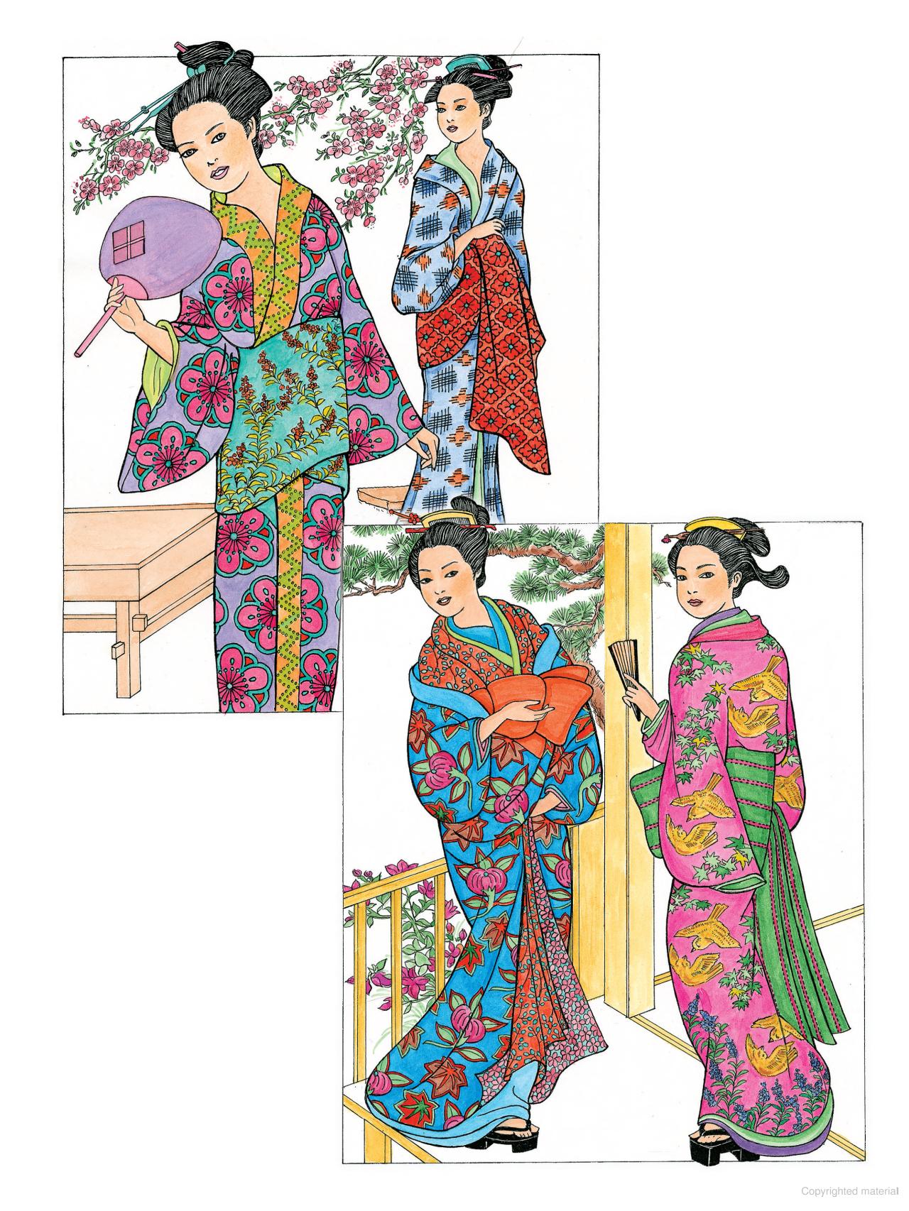 DVR Creative Haven® Coloring Book: Japanese Kimono Designs