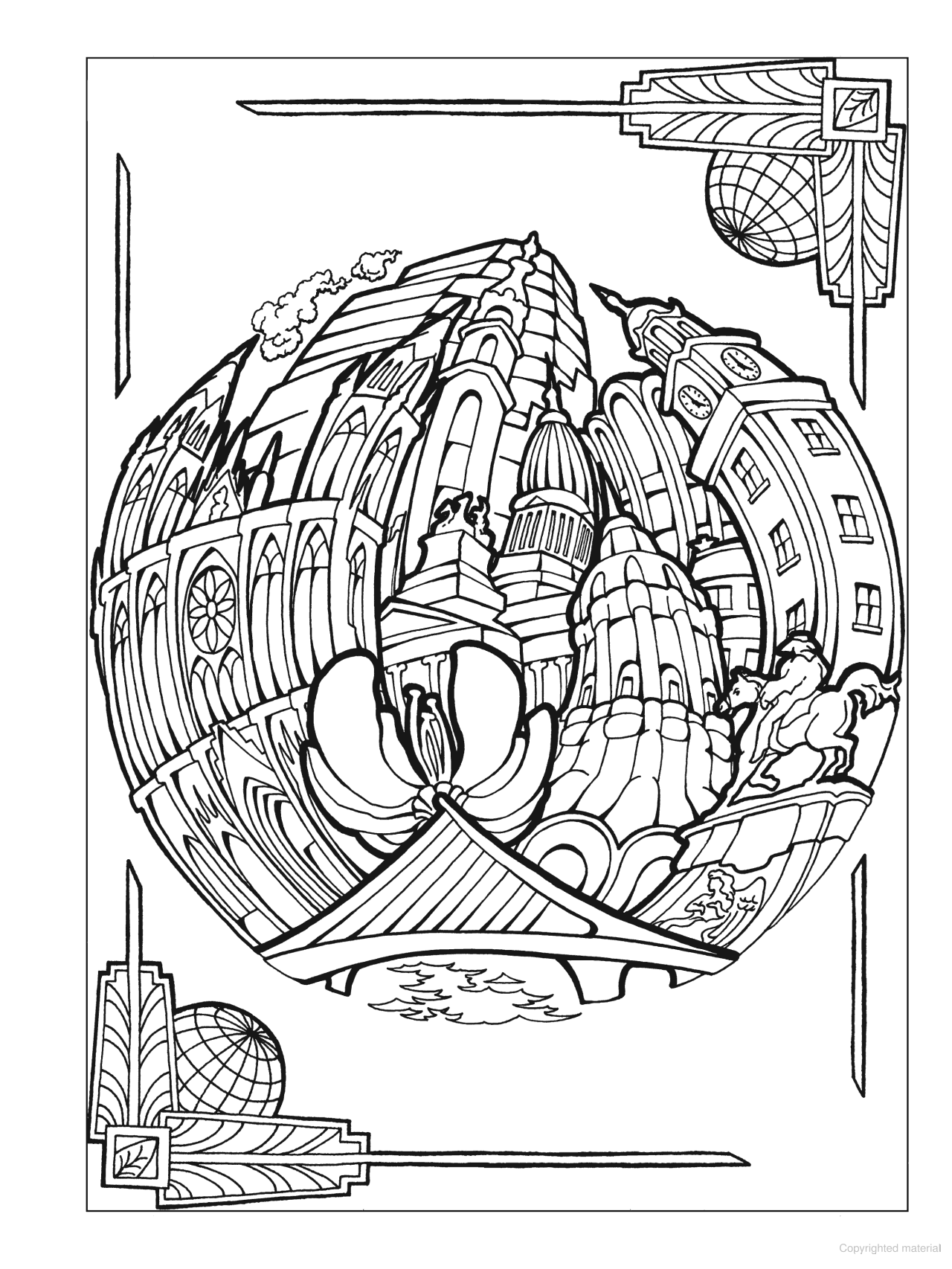 DVR Creative Haven® Coloring Book: Circular Cities